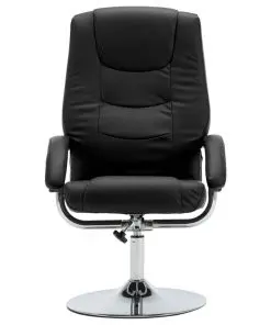 vidaXL Reclining Chair with Footstool Black Faux Leather