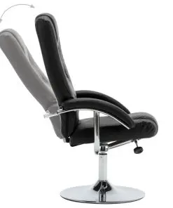 vidaXL Reclining Chair with Footstool Black Faux Leather