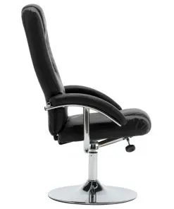 vidaXL Reclining Chair with Footstool Black Faux Leather