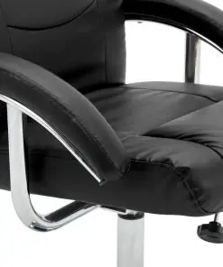 vidaXL Reclining Chair with Footstool Black Faux Leather