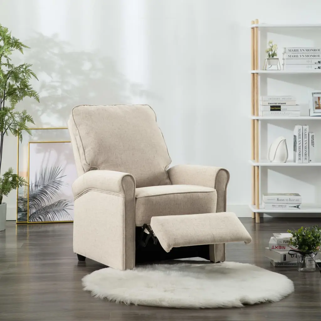 vidaXL TV Recliner Chair Cream Fabric