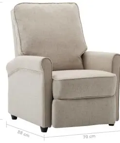 vidaXL TV Recliner Chair Cream Fabric