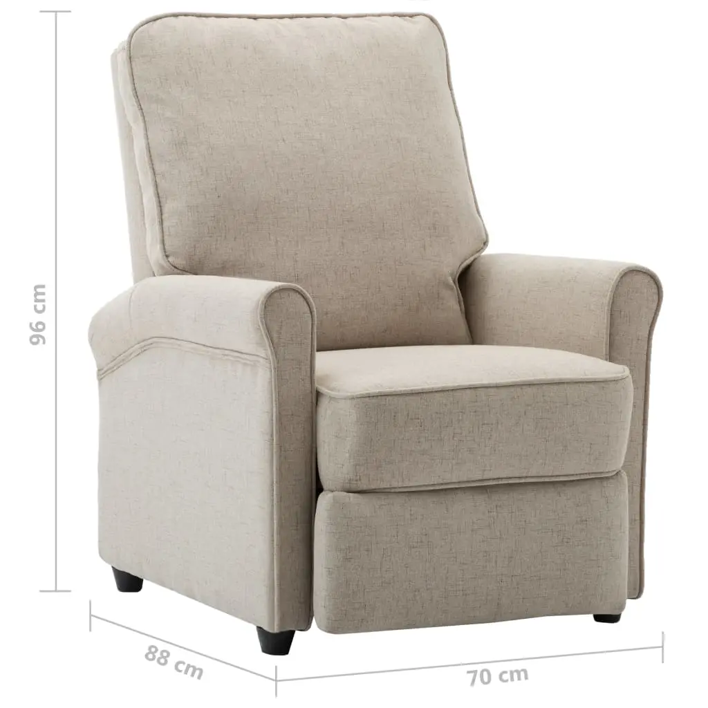 vidaXL TV Recliner Chair Cream Fabric