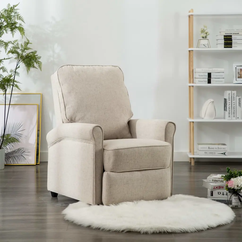 vidaXL TV Recliner Chair Cream Fabric