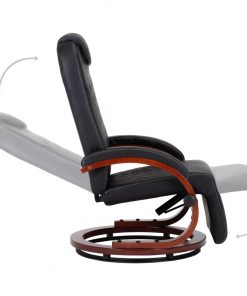 vidaXL TV Recliner Black Faux Leather