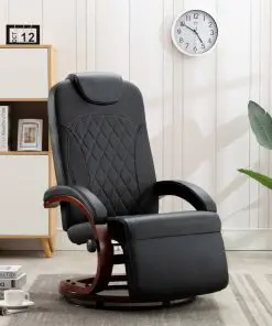 vidaXL TV Recliner Black Faux Leather vidaXL TV Recliner Black Faux Leather