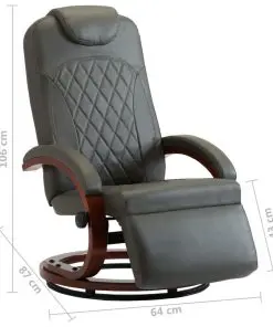 vidaXL TV Recliner Grey Faux Leather