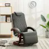vidaXL TV Recliner Grey Faux Leather vidaXL TV Recliner Grey Faux Leather