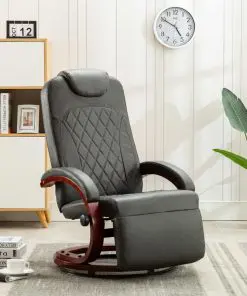 vidaXL TV Recliner Grey Faux Leather vidaXL TV Recliner Grey Faux Leather