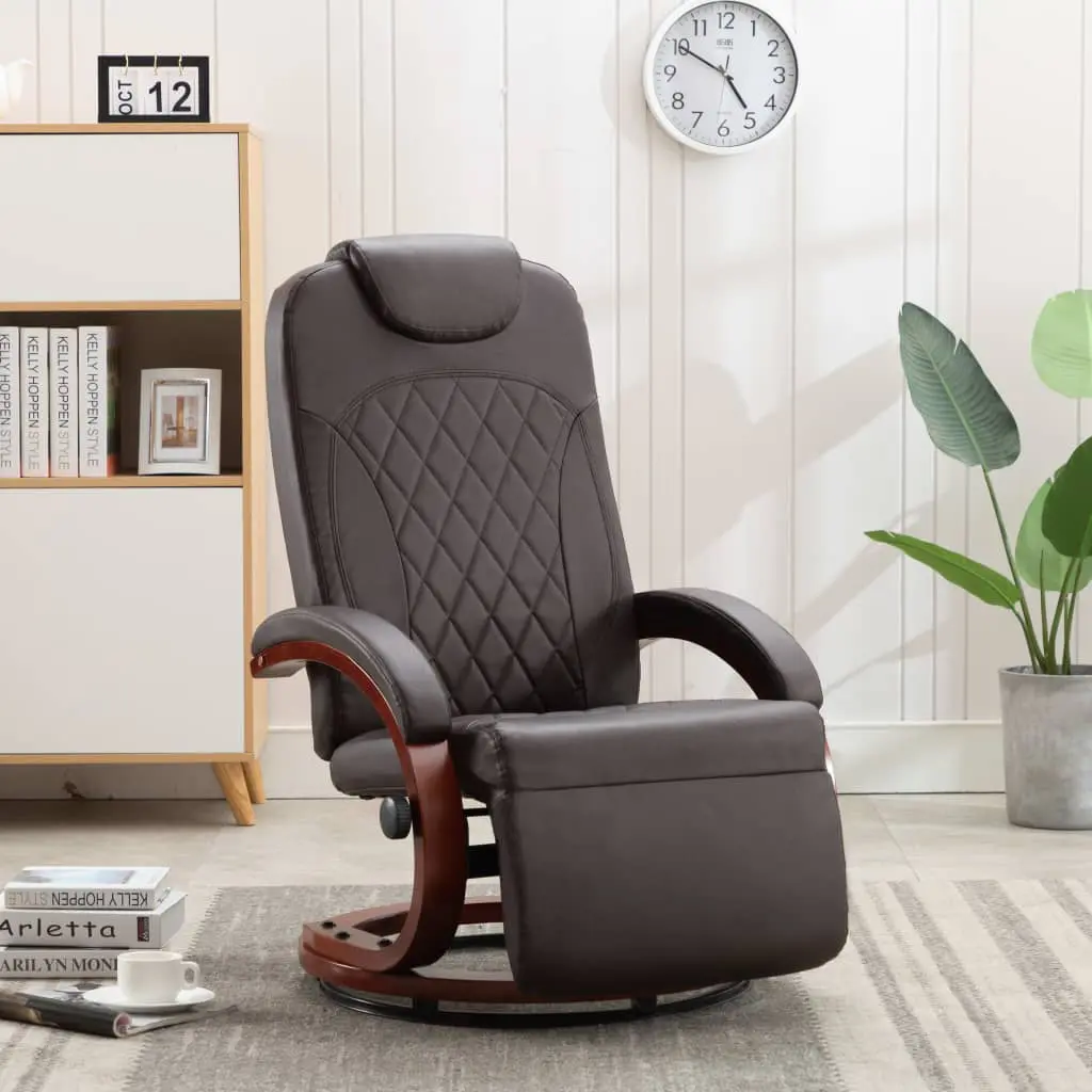 vidaXL TV Recliner Brown Faux Leather