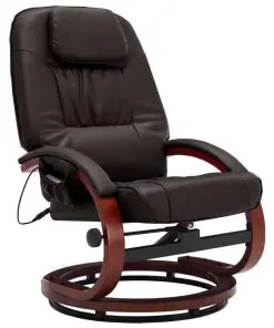 vidaXL Massage Recliner with Footstool Brown Faux Leather