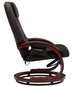 vidaXL Massage Recliner with Footstool Brown Faux Leather