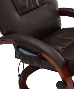 vidaXL Massage Recliner with Footstool Brown Faux Leather