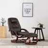 vidaXL Massage Recliner with Footstool Brown Faux Leather