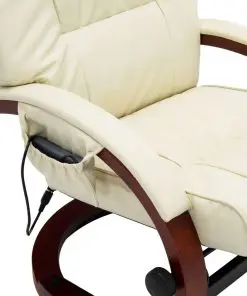 vidaXL Massage Recliner with Footstool Cream White Faux Leather