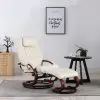 vidaXL Massage Recliner with Footstool Cream White Faux Leather