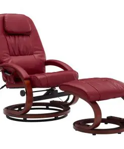 vidaXL Massage Recliner with Footstool Wine Red Faux Leather
