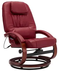 vidaXL Massage Recliner with Footstool Wine Red Faux Leather