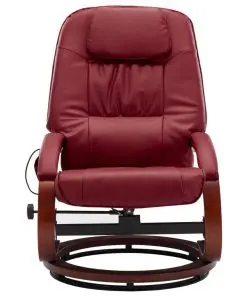 vidaXL Massage Recliner with Footstool Wine Red Faux Leather