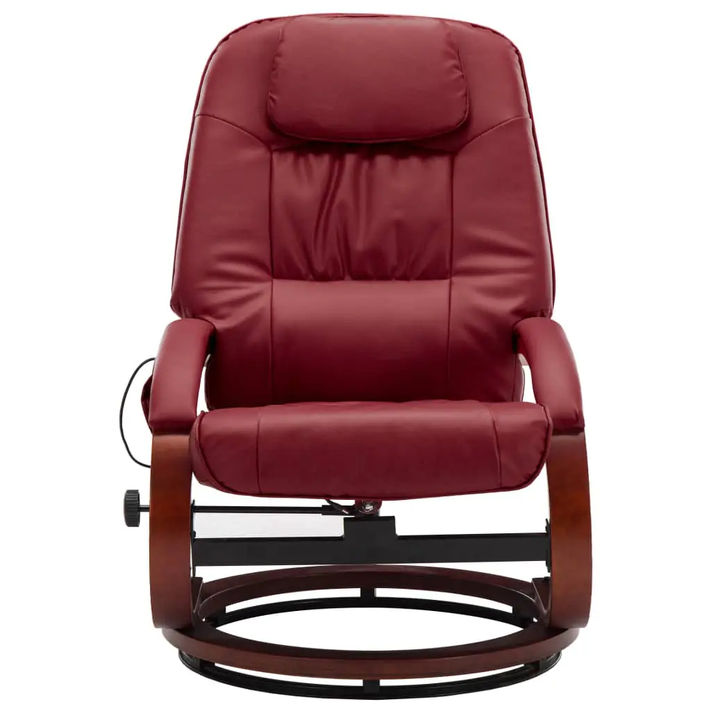 vidaXL Massage Recliner with Footstool Wine Red Faux Leather