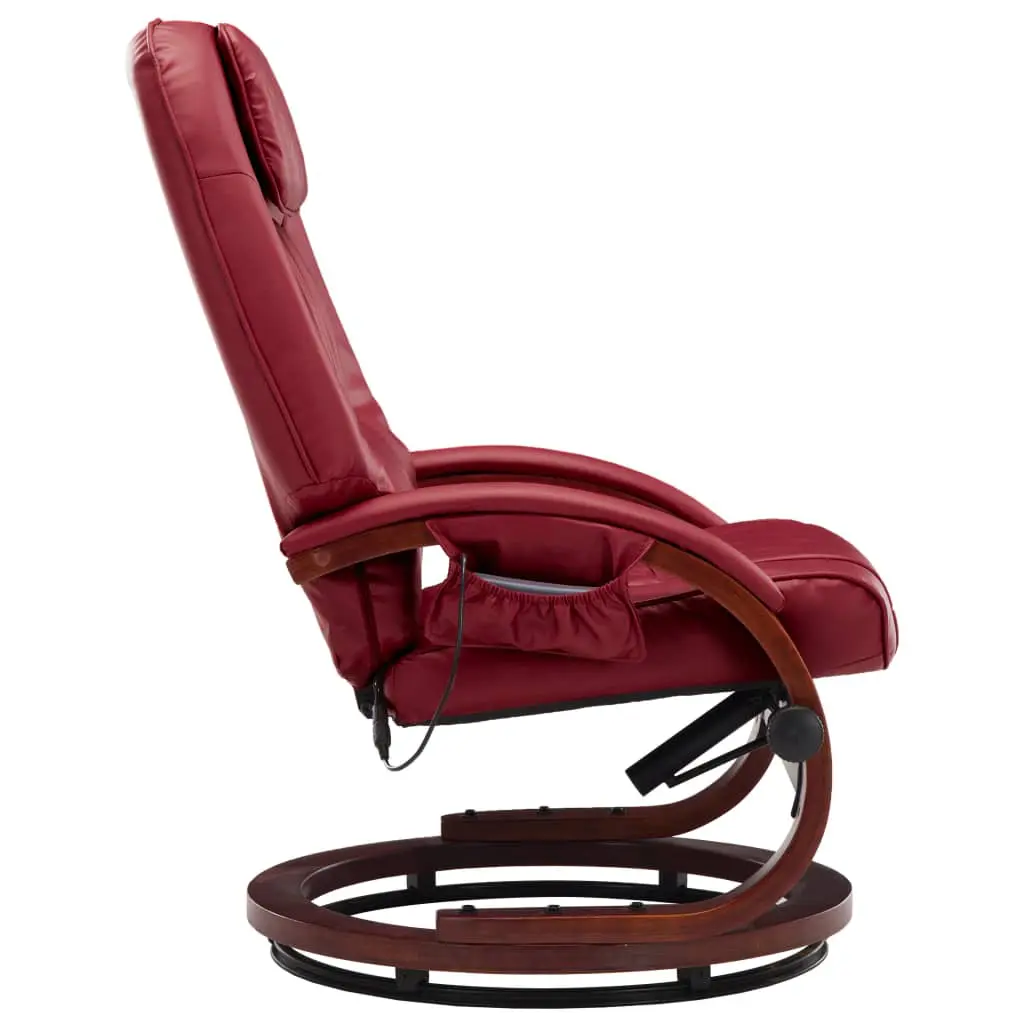 vidaXL Massage Recliner with Footstool Wine Red Faux Leather