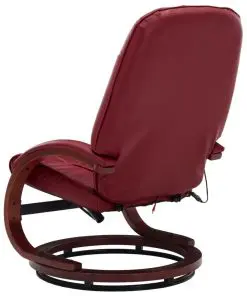 vidaXL Massage Recliner with Footstool Wine Red Faux Leather