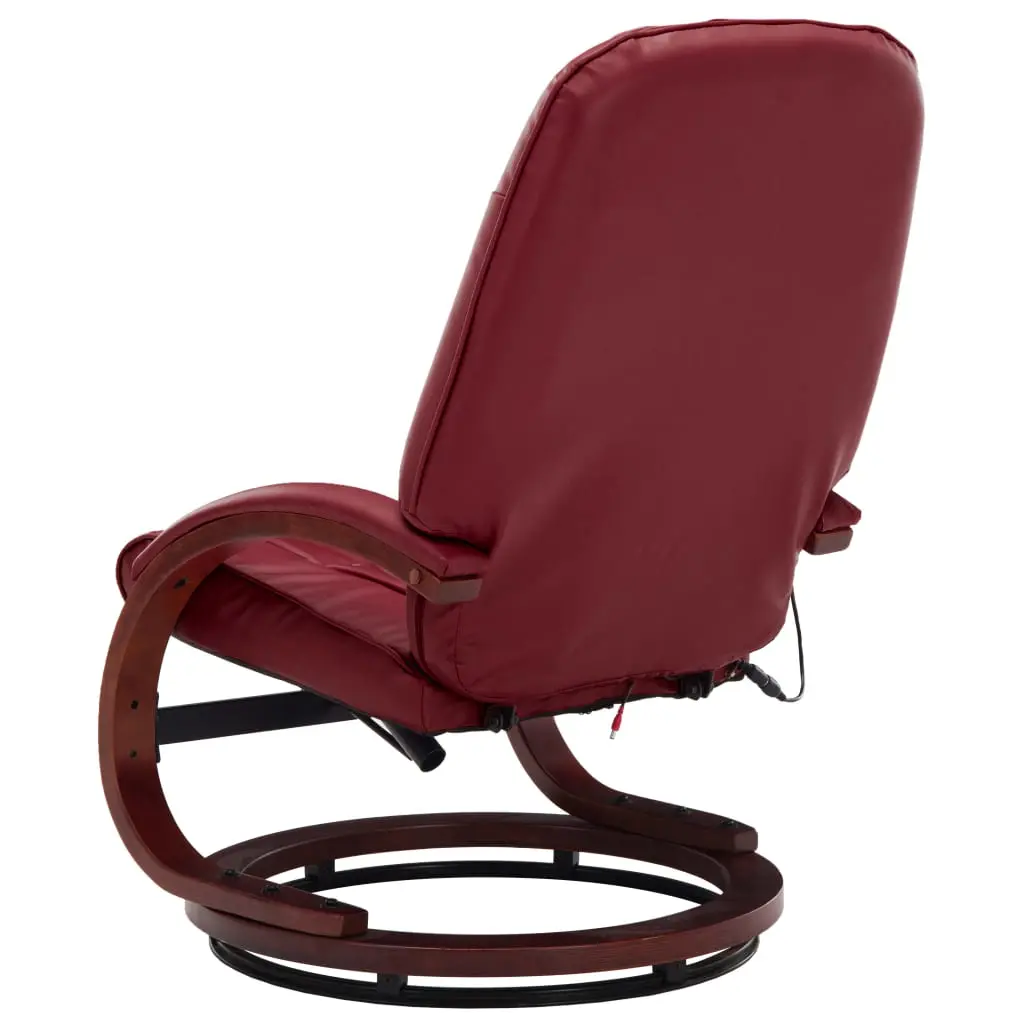 vidaXL Massage Recliner with Footstool Wine Red Faux Leather
