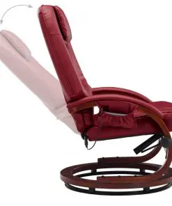 vidaXL Massage Recliner with Footstool Wine Red Faux Leather