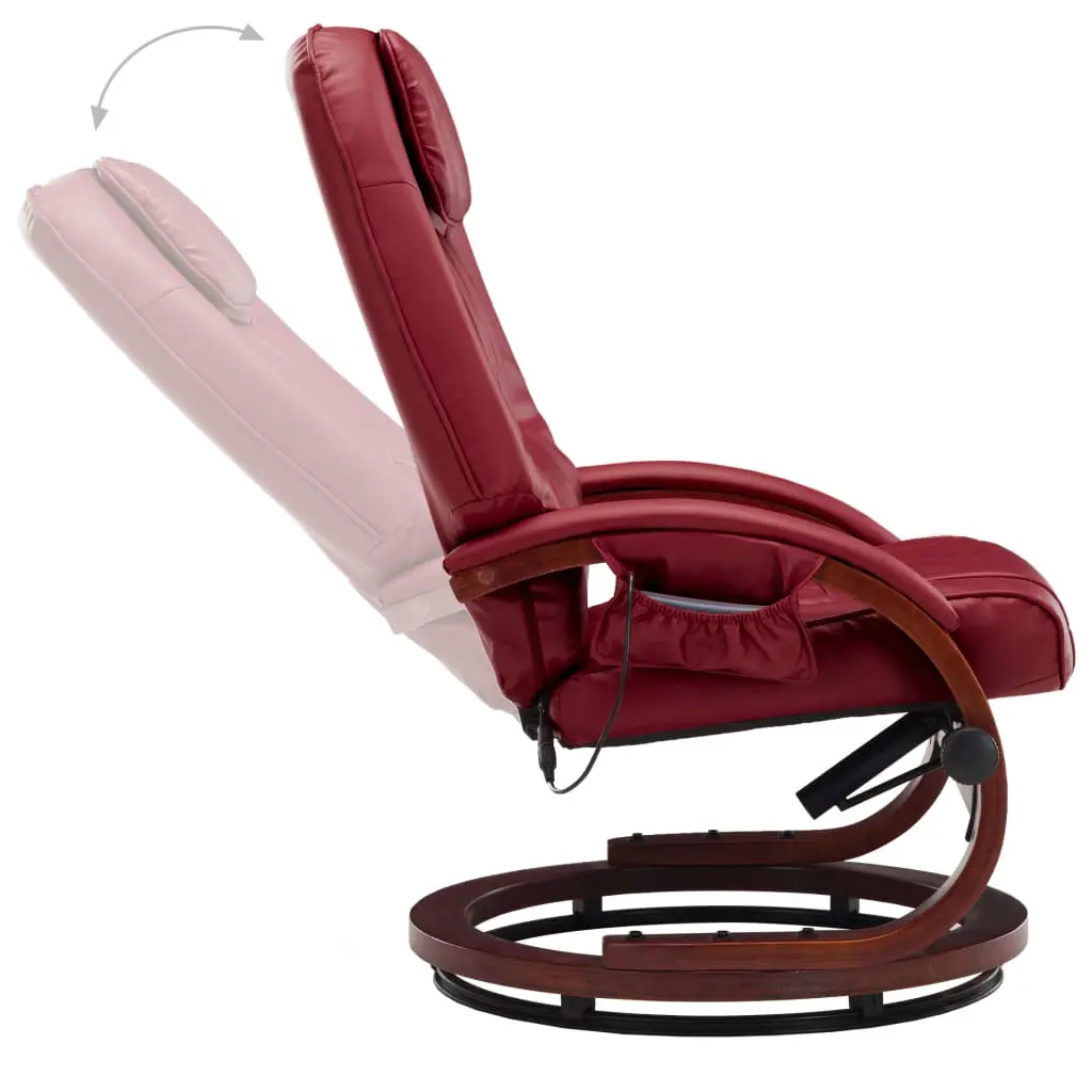 vidaXL Massage Recliner with Footstool Wine Red Faux Leather