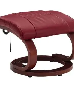 vidaXL Massage Recliner with Footstool Wine Red Faux Leather