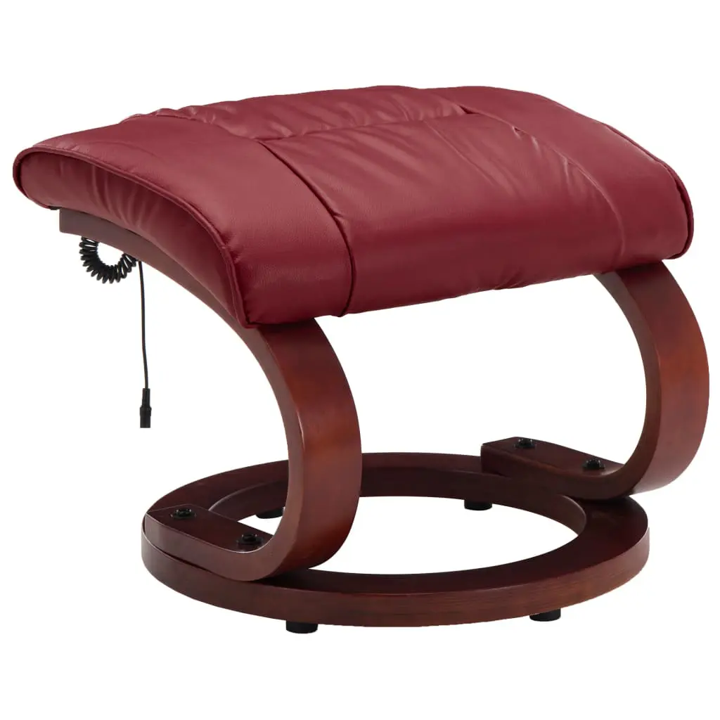 vidaXL Massage Recliner with Footstool Wine Red Faux Leather
