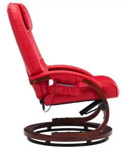 vidaXL Massage Recliner with Footstool Red Faux Leather