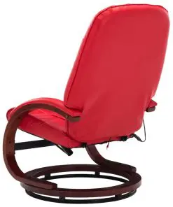 vidaXL Massage Recliner with Footstool Red Faux Leather
