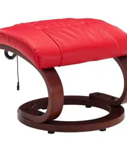 vidaXL Massage Recliner with Footstool Red Faux Leather
