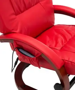 vidaXL Massage Recliner with Footstool Red Faux Leather