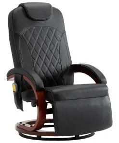 vidaXL TV Massage Recliner Black Faux Leather