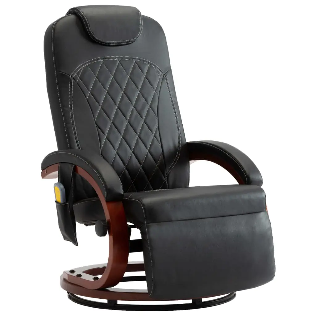 vidaXL TV Massage Recliner Black Faux Leather