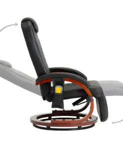 vidaXL TV Massage Recliner Black Faux Leather