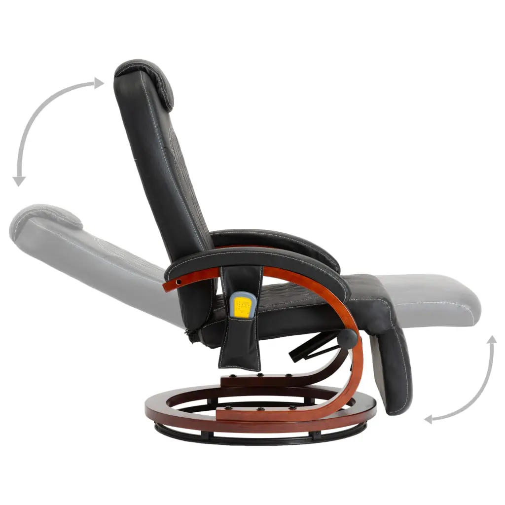 vidaXL TV Massage Recliner Black Faux Leather