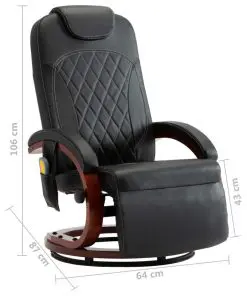 vidaXL TV Massage Recliner Black Faux Leather