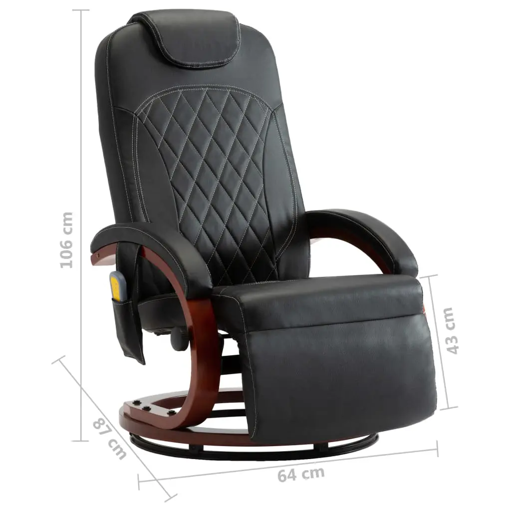 vidaXL TV Massage Recliner Black Faux Leather