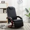 vidaXL TV Massage Recliner Black Faux Leather