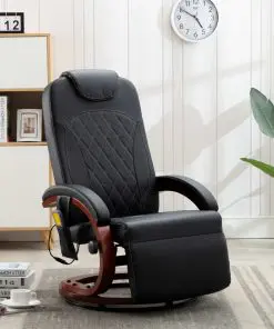 vidaXL TV Massage Recliner Black Faux Leather