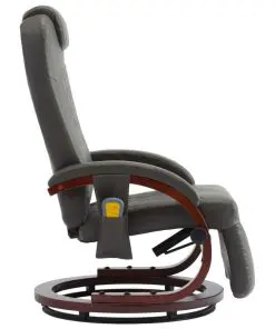 vidaXL TV Massage Recliner Grey Faux Leather