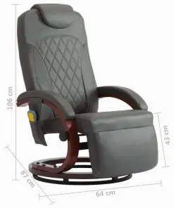 vidaXL TV Massage Recliner Grey Faux Leather