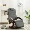 vidaXL TV Massage Recliner Grey Faux Leather