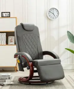 vidaXL TV Massage Recliner Grey Faux Leather