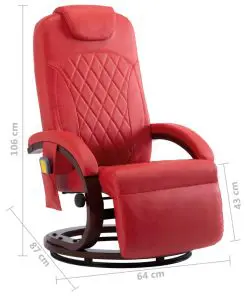 vidaXL TV Massage Recliner Red Faux Leather
