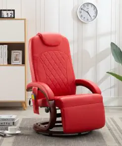 vidaXL TV Massage Recliner Red Faux Leather