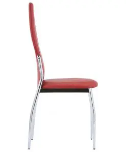 vidaXL Dining Chairs 4 pcs Red Faux Leather